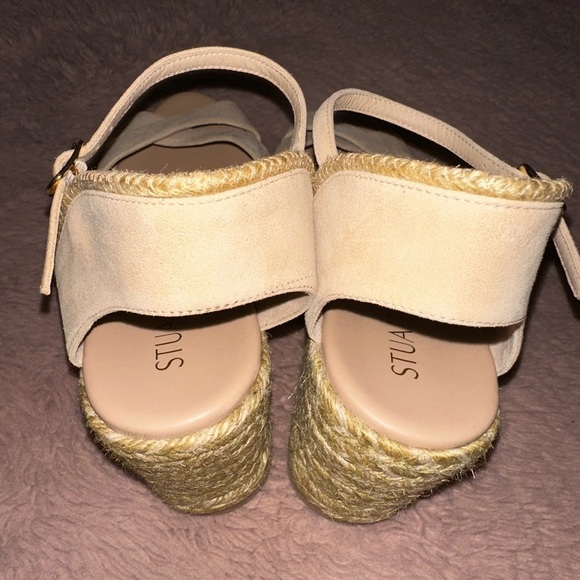 NWOT Stuart Weitzman women’s cream espadrille wedge heel sandals 8.5B vacation - Picture 4 of 12